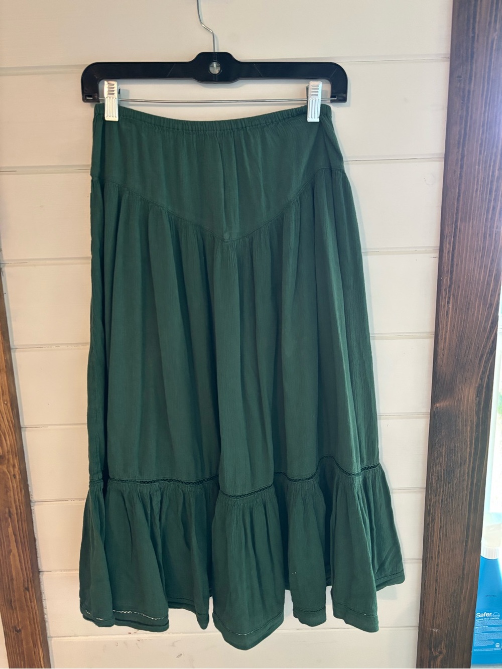 aerie Deep Green Boho Tiered Maxi Skirt